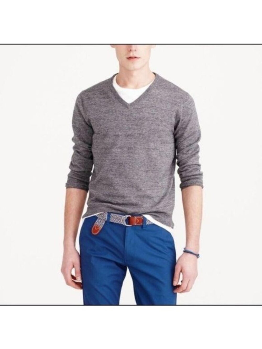 J Crew V Neck Marled Pullover Sweater Men's Popove